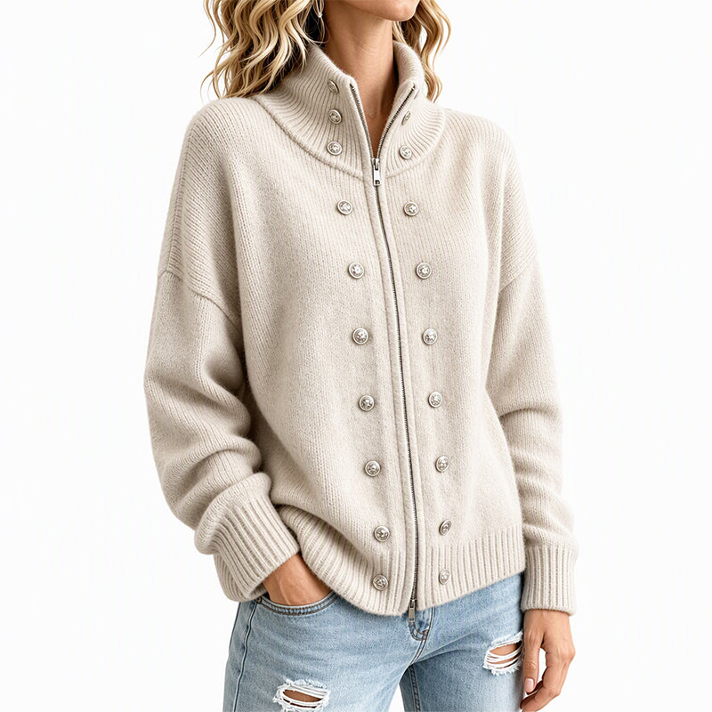 Laurea - Knitted Cardigan With Decorative Button