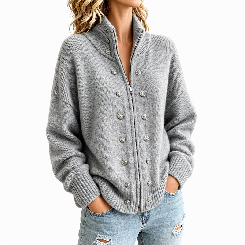 Laurea - Knitted Cardigan With Decorative Button