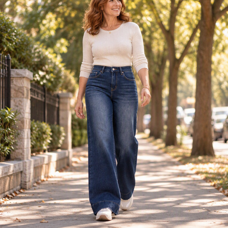 Quenuicia - Jeans With Wide Legs And High waist