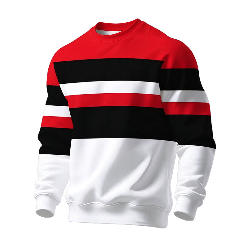 Atlaspeak - Casual Crew Neck Striped Sweatshirt