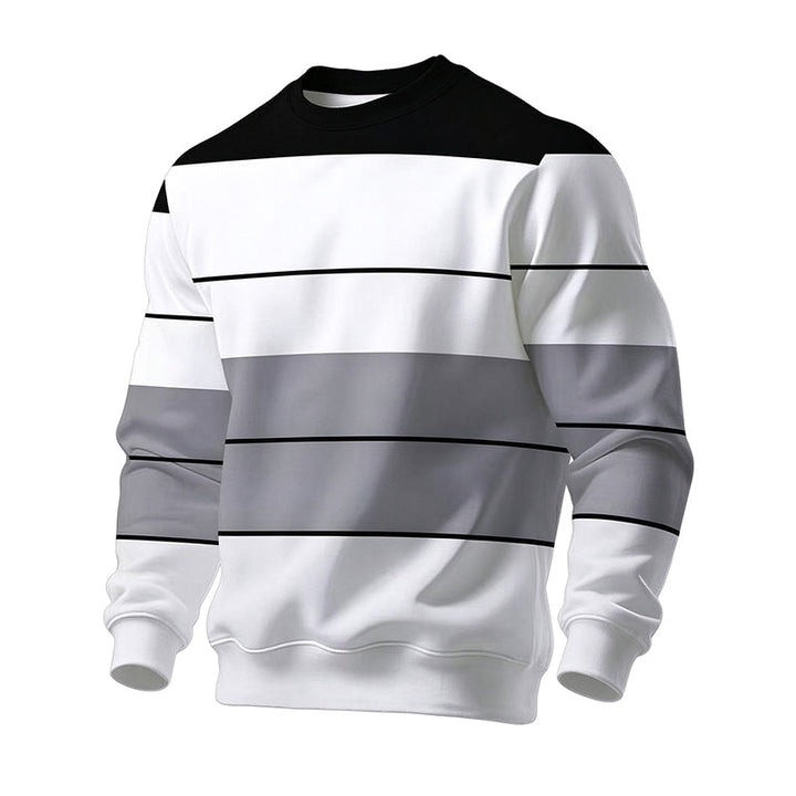 Atlaspeak - Casual Crew Neck Striped Sweatshirt