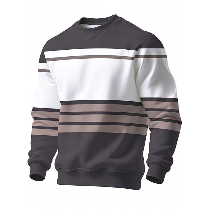 Atlaspeak - Casual Crew Neck Striped Sweatshirt