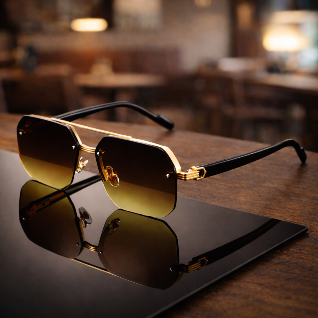 NoirEdge - Classic Half Frame Sunglasses
