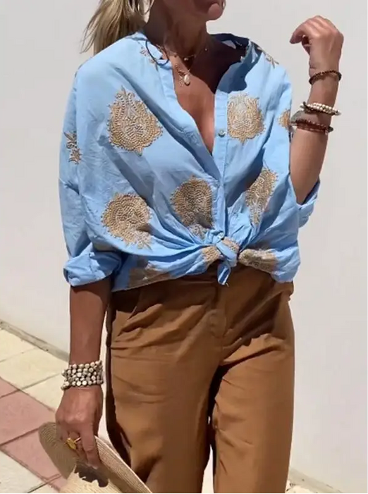 Maarja - Loose-Fitting Blouse With Embroidery