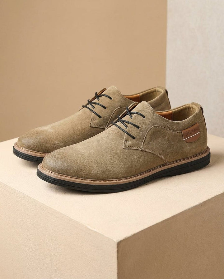 Falkian - Suede Lace-Up Shoes With Contrast Stitching