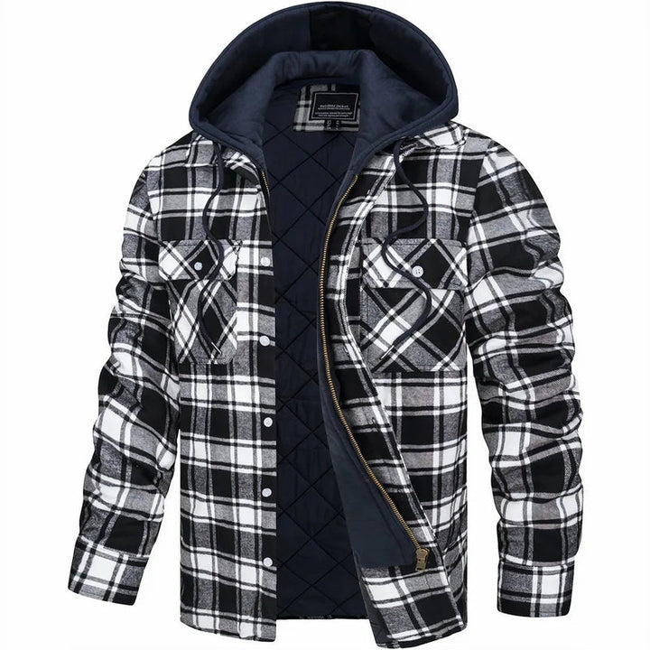 Nadav - Elegant Long Sleeve Warm Hooded Jacket With Button