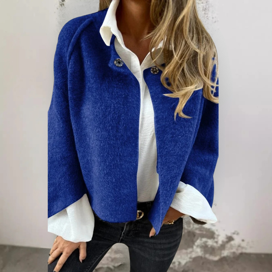 Henrike - Round Neck and Long Sleeves Wool Coat