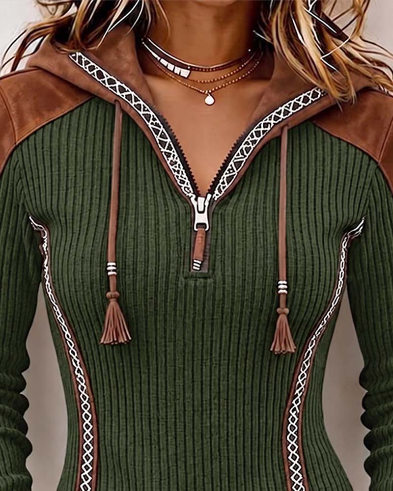 Berouxa - Long Sleeve Hooded With Front Zipper