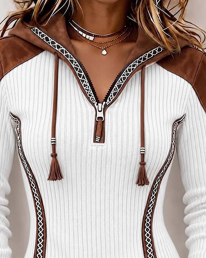 Berouxa - Long Sleeve Hooded With Front Zipper