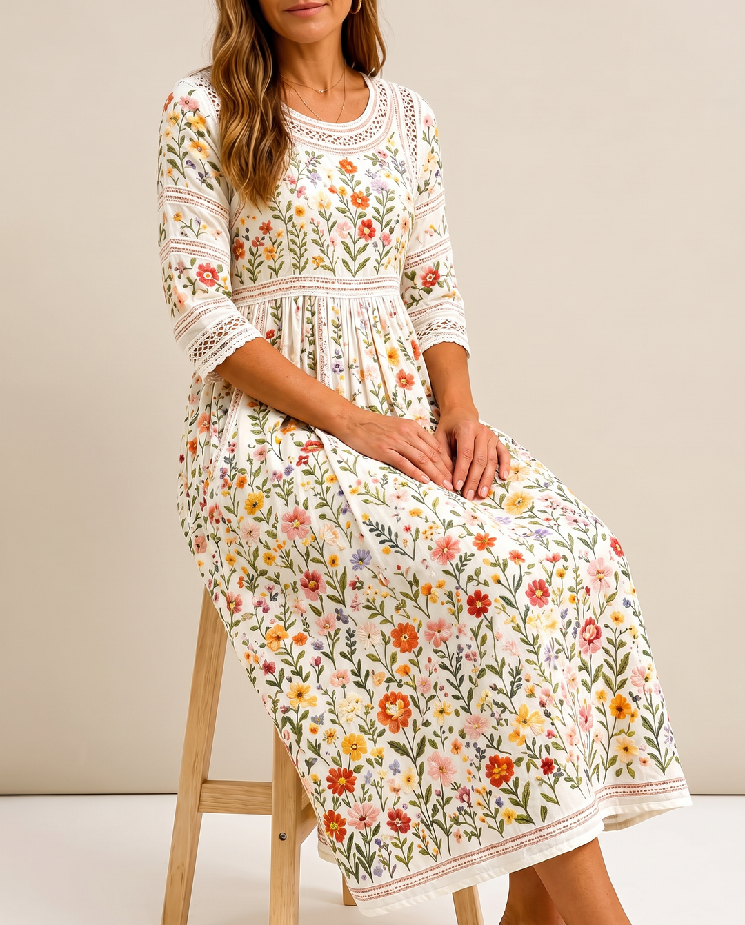 Vittoria - Flower Meadow Charm Midi Dress