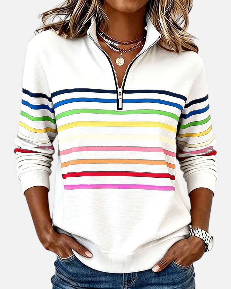 Renaira - Striped Quarter Length Sweatshirt