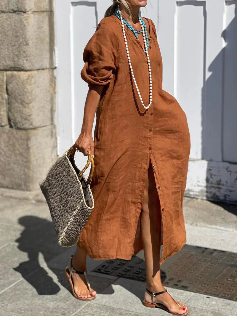 Mihaela - Long Dress With Button