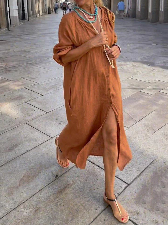 Mihaela - Long Dress With Button